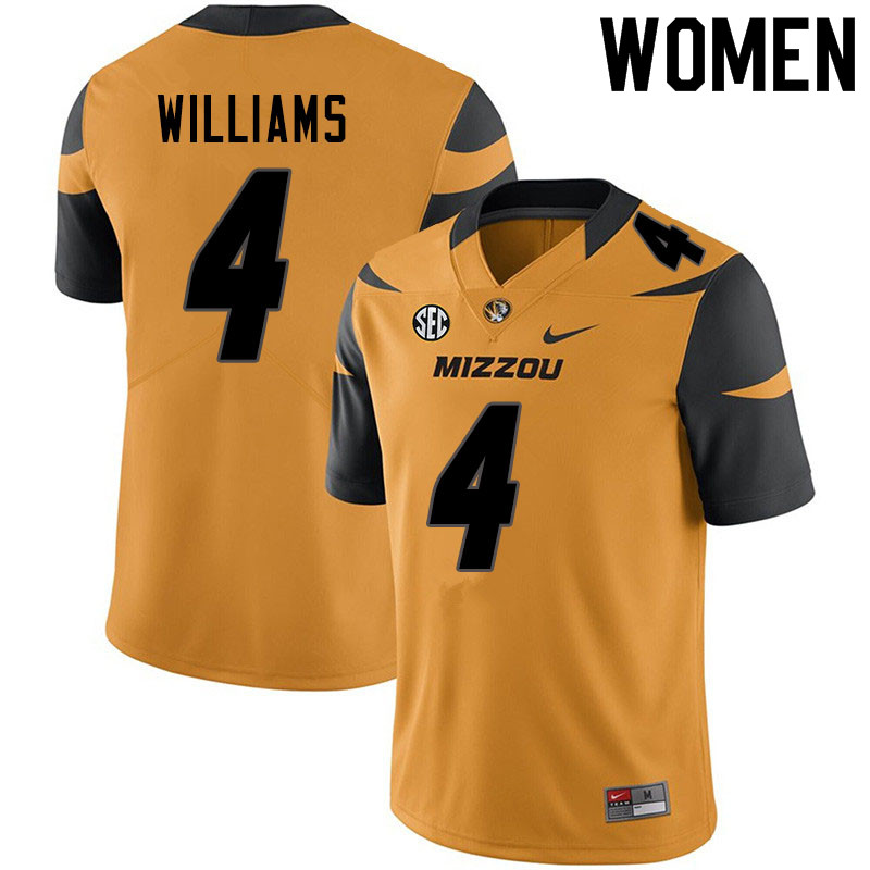 Women #4 Jalani Williams Missouri Tigers College Football Jerseys Sale-Yellow - Click Image to Close